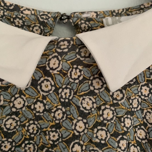 French Connection Modern Vintage Floral Peter Pan Collar Tank Blouse - Picture 2 of 7